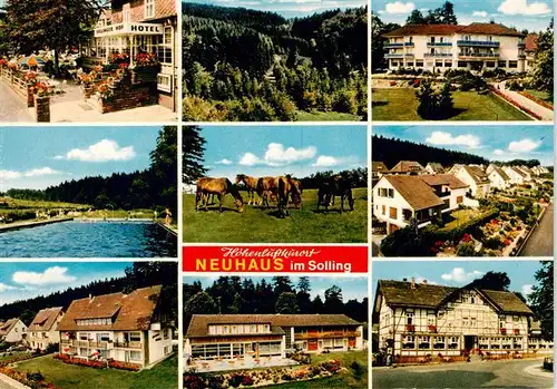 AK / Ansichtskarte  Neuhaus_Solling Hotel Freibad Pferdekoppel Panorama Teilansichten