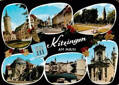 AK / Ansichtskarte 73925822 Kitzingen_Main Rathaus mit Marktturm Park Seepartie Kirche