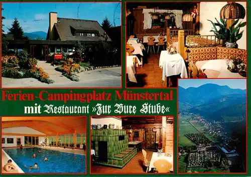 AK / Ansichtskarte  Muenstertal__Schwarzwald Ferien Campingplatz mit Restaurant Zur Bure Stube Hallenbad Kachelofen Fliegeraufnahme