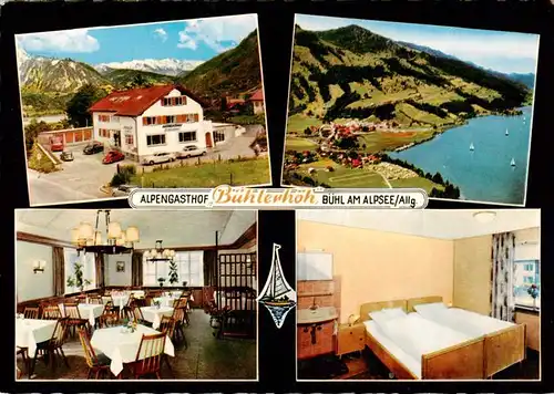 AK / Ansichtskarte 73925869 Buehl_Alpsee_Immenstadt_Allgaeu Alpengasthof Buehlerhoeh Fliegeraufnahme Gaststube Zimmer