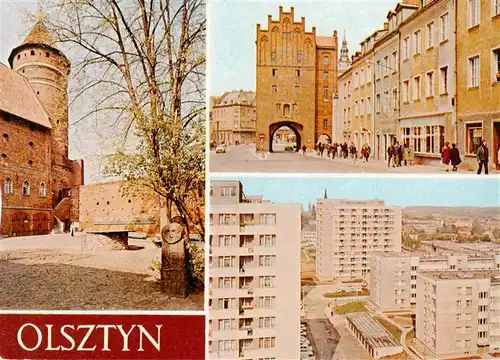 AK / Ansichtskarte  Olsztyn_Allenstein_PL Zamek fragment dzidzinca i baszta narozna Ulica Straomiejska Osiedle mieszkaniowe Pojezierze