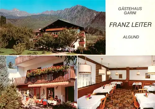 AK / Ansichtskarte  Algund_Merano_Suedtirol_IT Gaestehaus Garni Franz Leiter Terrasse Gastraum