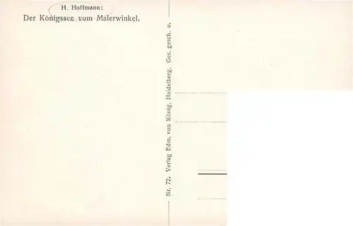 AK / Ansichtskarte  Hoffmann_Heinrich_Kuenstlerkarte Der Koenigssee vom Malerwinkel