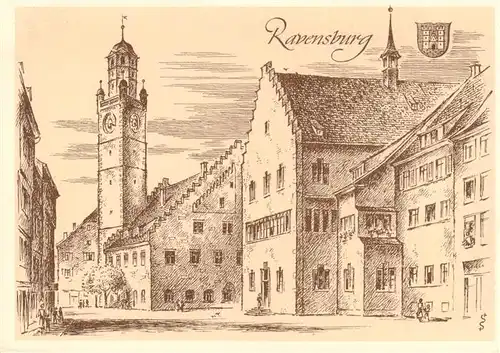 AK / Ansichtskarte 73926238 Ravensburg__Wuerttemberg aus alten und neuen Tagen Zeichnung