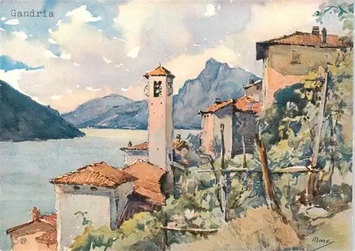 AK / Ansichtskarte  Gandria_Lago_di_Lugano Panorama Kuenstlerkarte
