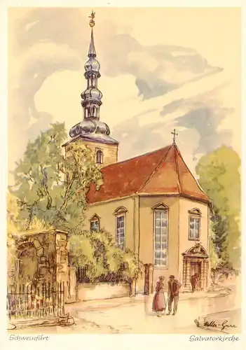 AK / Ansichtskarte  Schweinfurt_Main Salvatorkirche Kuenstlerkarte