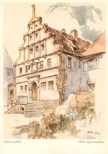 AK / Ansichtskarte  Schweinfurt_Main Altes Gymnasium Kuenstlerkarte