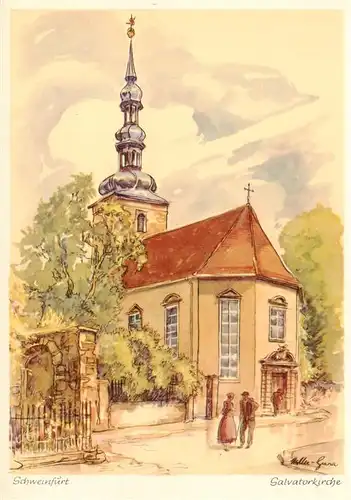 AK / Ansichtskarte  Schweinfurt_Main Salvatorkirche Kuenstlerkarte