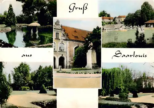 AK / Ansichtskarte 73926314 Saarlouis_Saarlautern Gondelteich Parkpartien Schloss