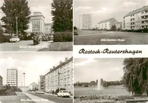 AK / Ansichtskarte 73926348 Reutershagen_Rostock Rud Breitscheid Strasse Wille Schroeder Strasse Max Maddalona Strasse Fontaene