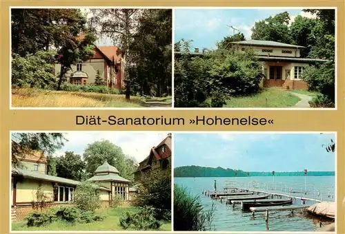 AK / Ansichtskarte  Rheinsberg Diaet Sanatorium Hohenelse Haus 2 Haus 3 Wandelgang Bootssteg am Rheinsberger See