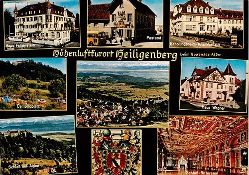 AK / Ansichtskarte 73926361 Heiligenberg_Baden Haus Hohenstein Postamt Erholungsheim Krankenhaus Campingplatz Haus Wagner Schloss Alpen Schloss Rittersaal