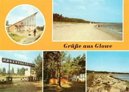 AK / Ansichtskarte 73926364 Glowe_Ruegen HOG Ostseeperle Strand Blick zur Schaabe Jugendherberge Jugendzeltplatz Kueste