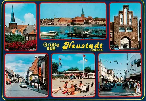 AK / Ansichtskarte 73926372 Neustadt_Flensburg Teilansichten Stadttor Kirche Stadtzentrum Strand Hafen