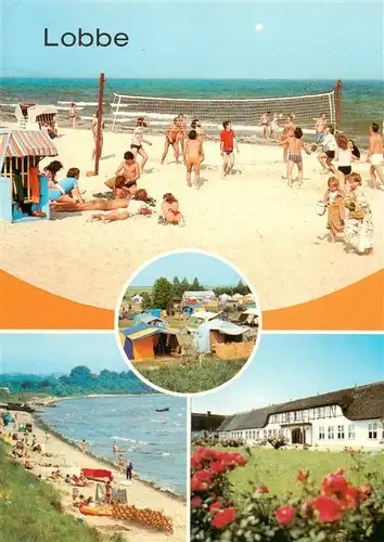 AK / Ansichtskarte 73926380 Lobbe_Middelhagen_Ruegen Strand Beachvolleyball Campingplatz Polytechnische Oberschule Moenchgut