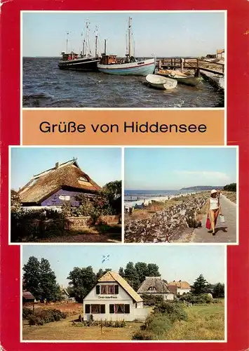 AK / Ansichtskarte 73926389 Vitte_Hiddensee Hafen Blaue Scheune Duenendamm Dreimaederlhaus
