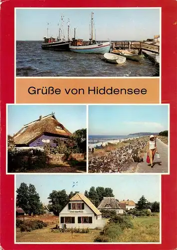 AK / Ansichtskarte  Vitte_Hiddensee Hafen Blaue Scheune Duenendamm Dreimaederlhaus