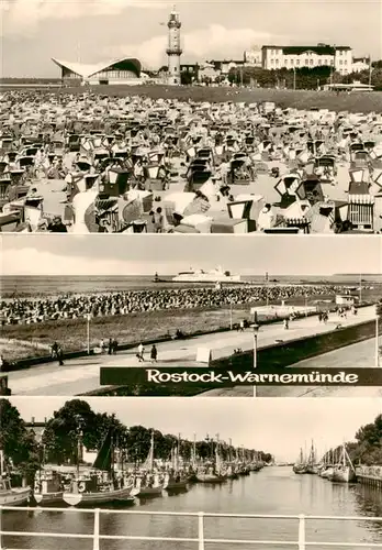 AK / Ansichtskarte  Warnemuende_Ostseebad Blick zum Leuchtturm und Gaststaette Teepott Promenade Strand Alter Strom