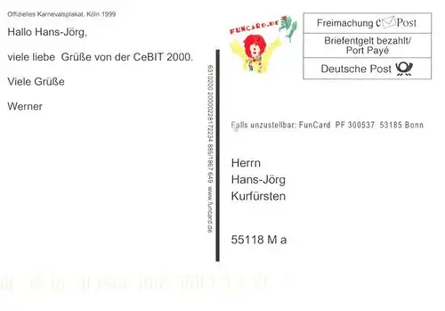 AK / Ansichtskarte 73926402 Koeln__Rhein Offizielles Karnevalsplakat