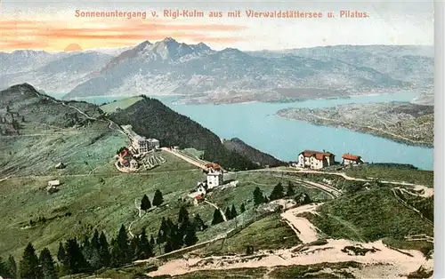 AK / Ansichtskarte  Rigi_Kulm Sonnenuntergang am Vierwaldstaettersee mit Pilatus