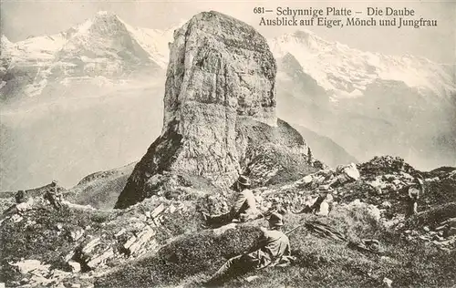 AK / Ansichtskarte  Schynige-Platte_Schynigeplatte_2100m_BE Die Daube Ausblick auf Eiger Moench und Jungfrau