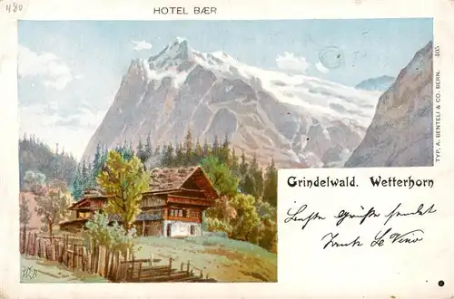 AK / Ansichtskarte  Grindelwald_BE Hotel Baer mit Wetterhorn