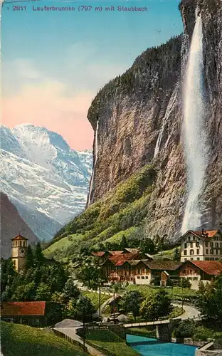 AK / Ansichtskarte  Lauterbrunnen_BE mit Staubbach Wasserfall