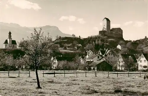 AK / Ansichtskarte  Sargans_SG Ortsansicht mit Kirche und Burg