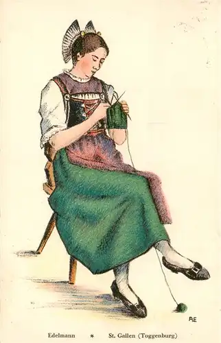 AK / Ansichtskarte  St_Gallen_SG Toggenburgerin in Tracht