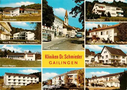 AK / Ansichtskarte  Gailingen_Singen_BW Kliniken Dr Schmieder mit den Haeusern Baden Schwarzwald Hegau oesterreich Loewen Konstanz Waldshut Schaffhausen und Bodensee