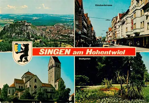 AK / Ansichtskarte 73926734 Singen_Hohentwiel Fliegeraufnahme mit Festungsruine Ekkehardstrasse Kirche Stadtgarten
