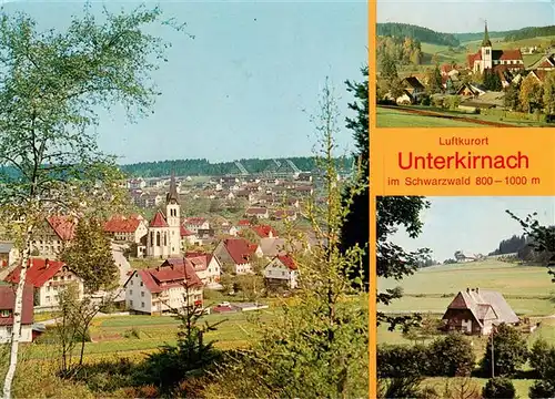 AK / Ansichtskarte 73926776 Unterkirnach Ortsblick Kirche Schwarzwaldhaus