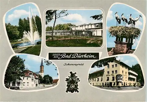 AK / Ansichtskarte 73926811 Bad_Duerrheim Fontaene Kurhaus Storchennest Kirche Gasthaus