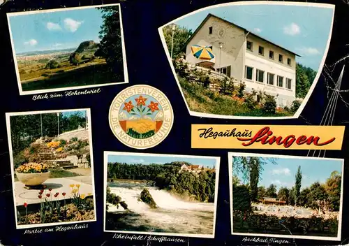 AK / Ansichtskarte  Singen_Hohentwiel Hegauhaus Panorama Partie am Hegauhaus Rheinfall Schaffhausen Aachbad