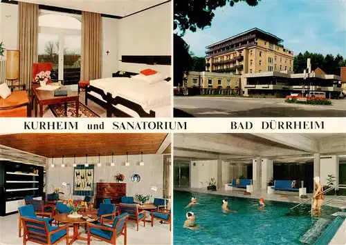 AK / Ansichtskarte 73926874 Bad_Duerrheim Kurheim und Sanatorium Zimmer Gastraum Hallenbad