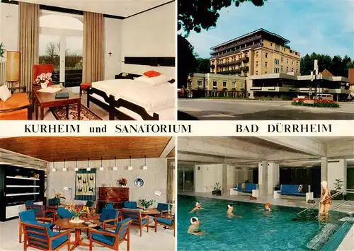 AK / Ansichtskarte  Bad_Duerrheim Kurheim und Sanatorium Zimmer Gastraum Hallenbad