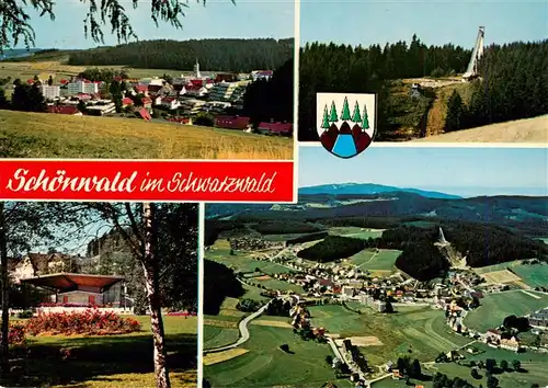 AK / Ansichtskarte 73926933 Schoenwald_Schwarzwald Panorama Sprungschanze Park Fliegeraufnahme