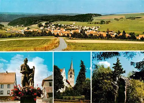 AK / Ansichtskarte  Riedoeschingen Panorama Gemischtwaren Wiegand Brunnenfigur Kirche Park