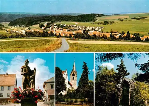 AK / Ansichtskarte  Riedoeschingen Panorama Gemischtwaren Wiegand Brunnenfigur Kirche Park