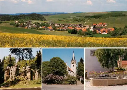 AK / Ansichtskarte 73926942 Riedoeschingen Panorama Blauer Stein Kirche Brunnen