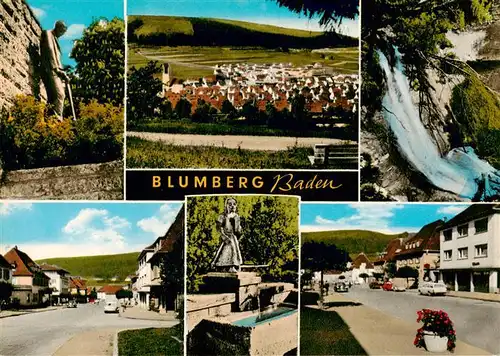 AK / Ansichtskarte 73926963 Blumberg__Baden Brunnen Panorama Ortspartien Wasserfall