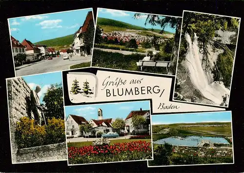 AK / Ansichtskarte 73926968 Blumberg__Baden Ortspartien Brunnen Kirche Schwimmbad Wasserfall