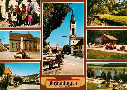 AK / Ansichtskarte  Braeunlingen Trachten Marktbrunnen Kirche Park Grillplatz Campingplatz