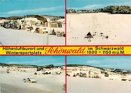 AK / Ansichtskarte 73926989 Schoenwald_Schwarzwald Winterpartien Skilift