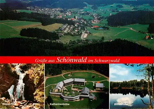 AK / Ansichtskarte 73926994 Schoenwald_Schwarzwald Fliegeraufnahme Wasserfall Katharinenhoehe Blindensee