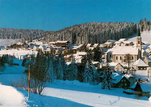 AK / Ansichtskarte  Schoenwald_Schwarzwald Winterpanorama mit Kirche