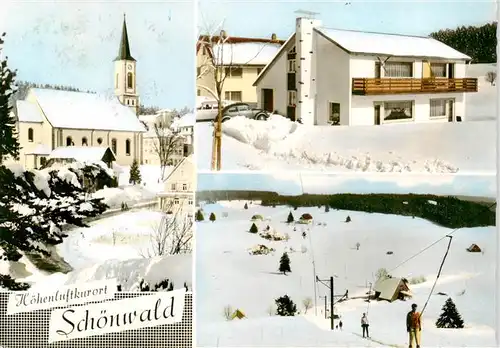 AK / Ansichtskarte  Schoenwald_Schwarzwald Haus Rimmele Kirche Skilift