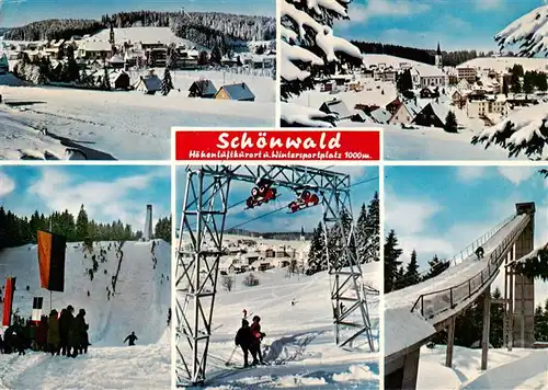 AK / Ansichtskarte  Schoenwald_Schwarzwald Winterpanorama Skilift Sprungschanze