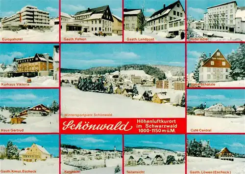 AK / Ansichtskarte 73927024 Schoenwald_Schwarzwald Panorama Wintersportplatz Hotels Gasthoefe Kurhaus Cafés