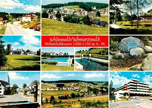 AK / Ansichtskarte  Schoenwald_Schwarzwald Panorama Heilklimatischer Kurort und Umgebung Donauquelle Hotels